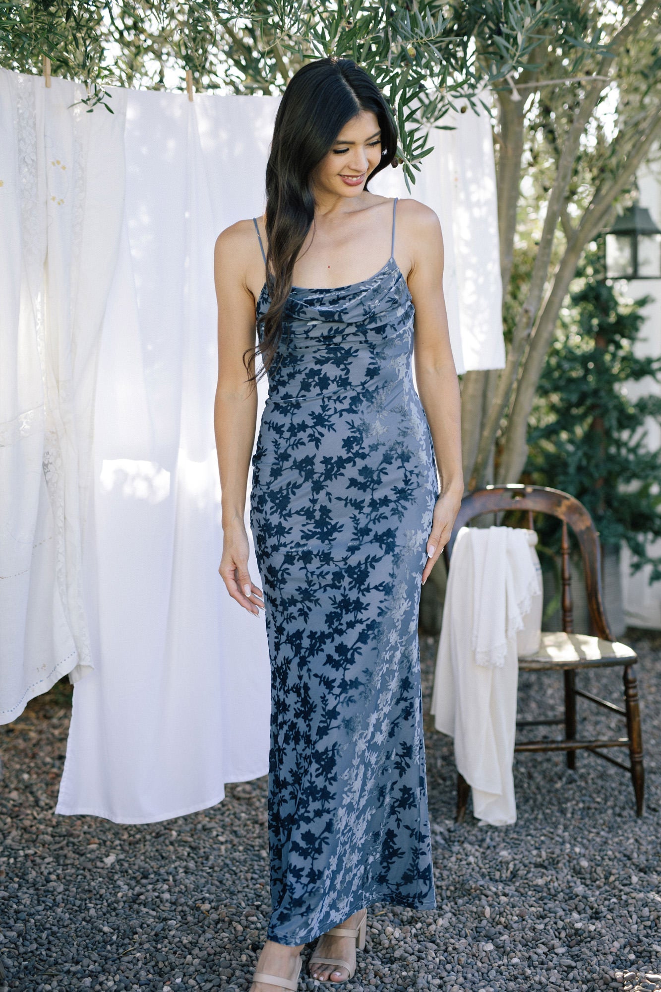 Floral velvet dress