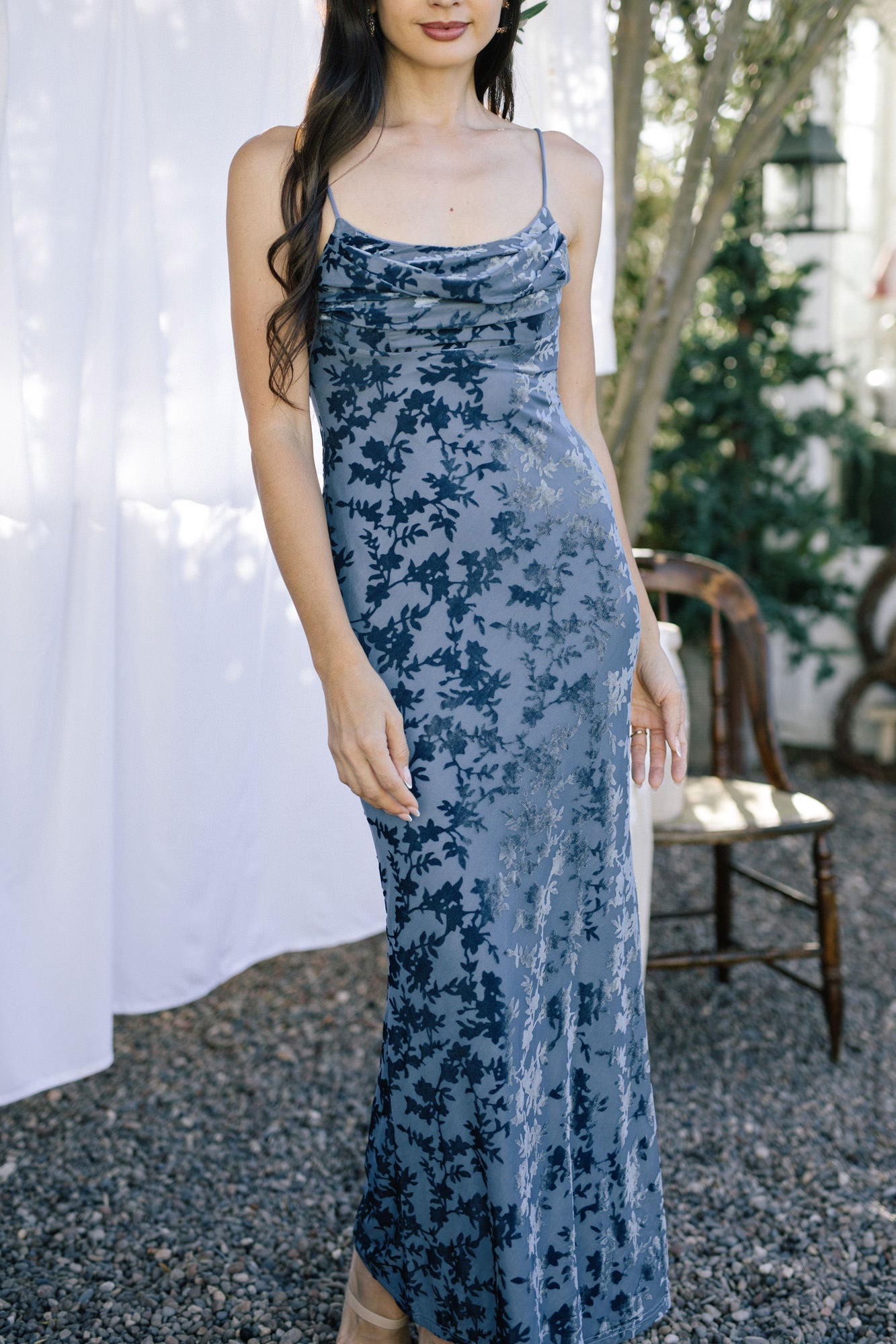 Floral velvet dress