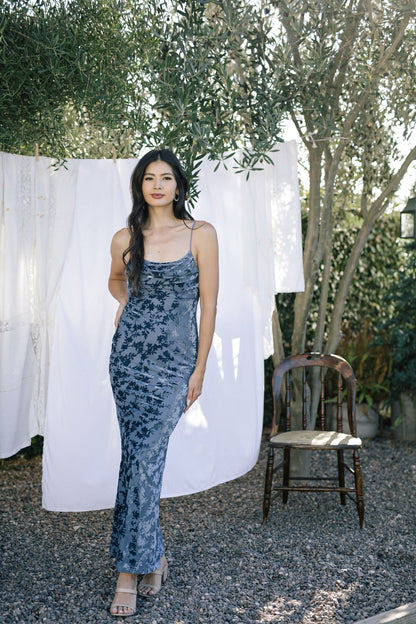 Floral velvet dress