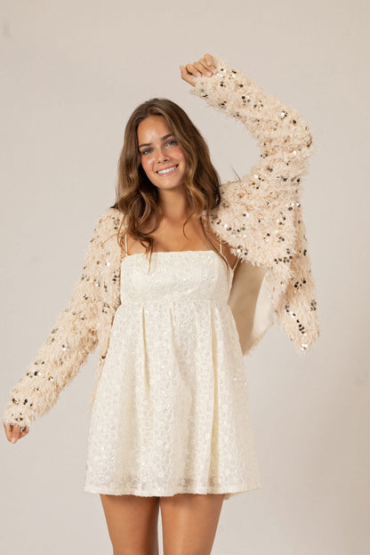 Feather Sequin Cardigan