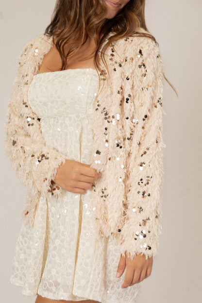 Feather Sequin Cardigan