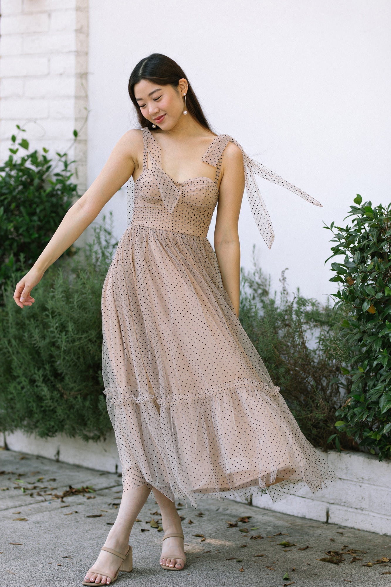 Dotted Tulle Maxi Dress