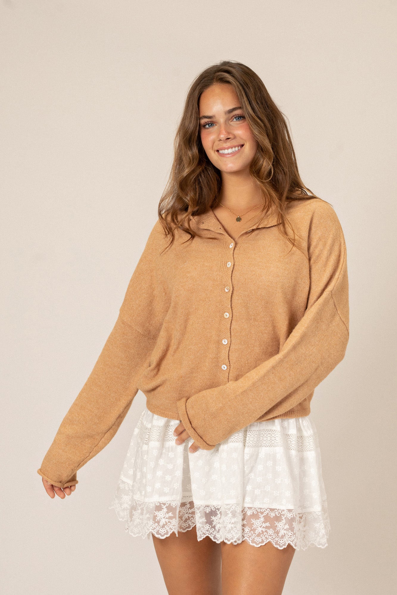 Buttoned Knit Cardigan