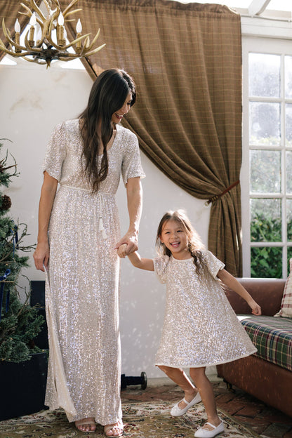 Silver Sequin Maxi Dress