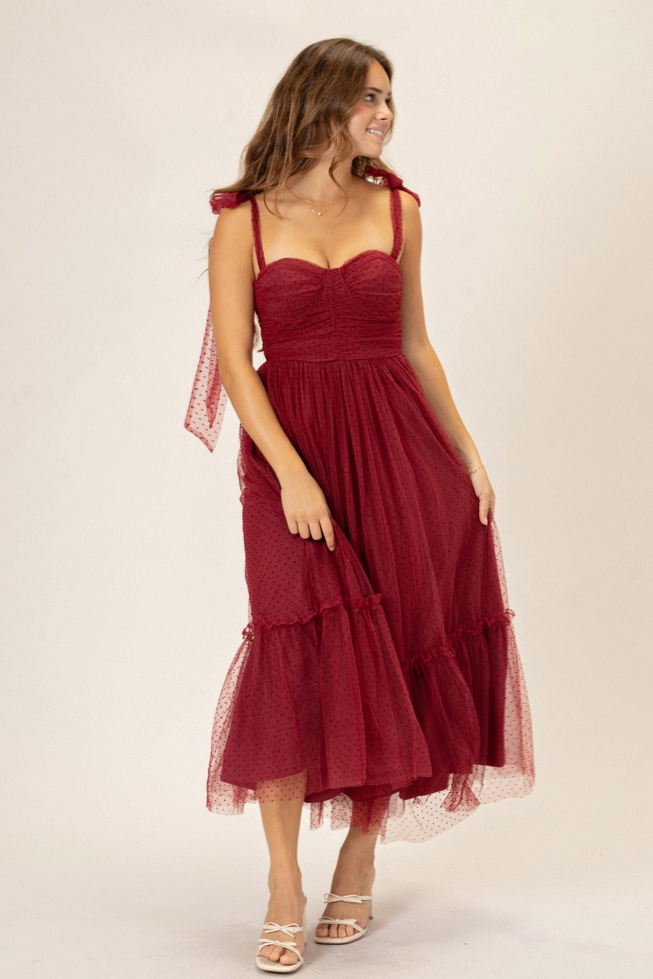 Dotted Tulle Maxi Dress