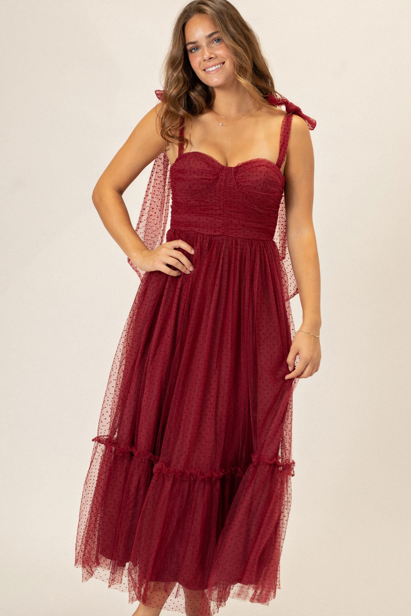 Dotted Tulle Maxi Dress