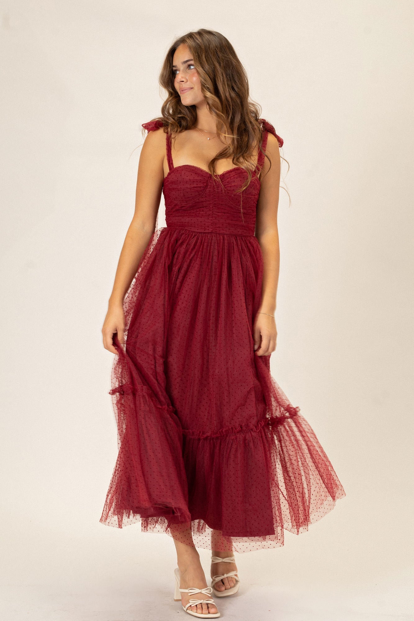 Dotted Tulle Maxi Dress