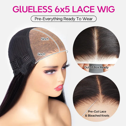 🎅🎄Layered Cut Glueless Loose Body Wave 6×5 HD Lace Wig Pre-Everything Human Hair Wigs